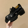 8cm可爱蝴蝶结小皮鞋春季时尚马毛粗跟高跟鞋小个子轻便单鞋