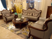hc668美式沙发欧式沙发，简美简欧沙发真皮全实木，桃花芯木沙发210