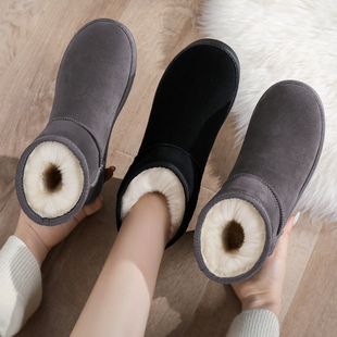 雪地靴女2023年冬季皮毛，一体加绒加厚保暖雪地棉鞋短靴子