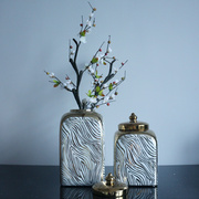 欧式描金陶瓷四方q罐陶瓷装饰花瓶摆件客厅插花样板房玄关视