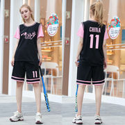 女生篮球服套装学生比赛男街头运动韩版女子原宿短袖，球衣大码球裤