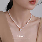 巴洛克天然珍珠珐琅玫瑰项链女轻奢小众2024毛衣颈链饰品