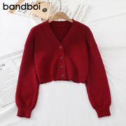 2024女士外搭披肩宽松针织衫开衫，过年红色毛衣，外套秋装女秋冬