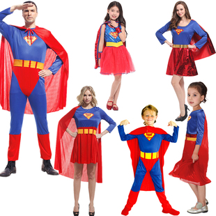 万圣节cosplay服装儿童超人披风表演服面具舞会亲子演出超人衣服