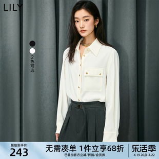lily2024春女装时尚通勤气质，优雅通勤职业宽松垂坠感长袖衬衫