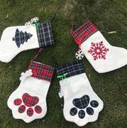 圣诞熊掌狗骨头圣诞袜壁炉装饰品糖果袋圣诞袜挂件圣诞宠物袜