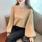 潮流高货2024春秋韩版设计感套头蝙蝠袖，气质时尚打底衫针织衫