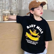 日系潮牌儿童香蕉猿猴短袖T恤夏季男女童卡通印花圆领洋气t恤上衣