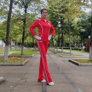 2023年佳木斯健身操运动休闲红色，(腰线)南韩丝长袖套装shc01