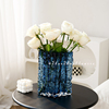 花瓶摆件客厅插花玻璃高级感透明水养，网红冰川纹水培鲜花玫瑰餐桌