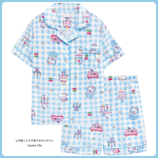 hellokitty睡衣女款，2024夏季纯棉短袖，卡通可爱学生家居服夏天