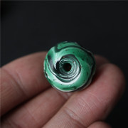 20mm包老西藏清代孔雀绿，老琉璃配珠民族风，手工搅胎工艺