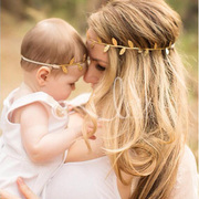 T988欧美亲子发带宝宝发带头饰婴儿头饰儿童发饰婴儿发带树叶发带