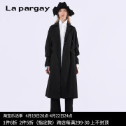 lapargay纳帕佳2023秋季欧美百搭女式黑色，长袖宽松中长款风衣