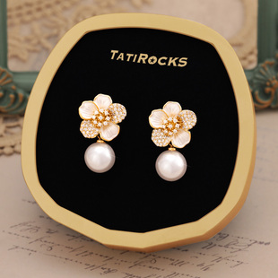 丹麦设计师Tatirocks山茶花珍珠耳环女款轻奢气质高级感耳钉