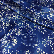 中国风青花瓷数码喷绘19姆米重磅真丝弹力缎面料桑蚕丝绸旗袍布料