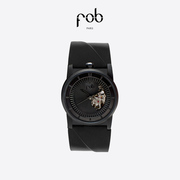 FOB手表法式进口新经典R413半镂空表盘时尚皮革表带机械腕表