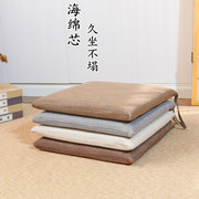 日式简约亚麻布椅垫方形，办公室坐垫蒲团，加厚透气榻榻米飘窗垫