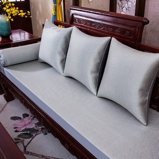 新中式红木沙发垫夏季冰丝凉席坐垫夏天款藤席沙发座垫海绵垫定制