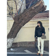 韩版翻领拉链加绒机车服皮外套女设计感复古气质显瘦百搭加厚夹克