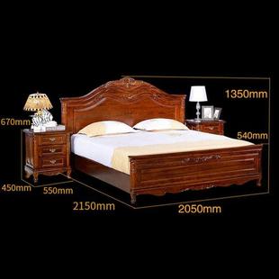 宅家全柚木床纯柚木家具全实木床欧式双人床，1.8米1.5婚床雕花卧室