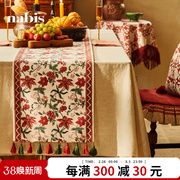蜡笔派陌上花桌旗美式轻奢复古红色节日氛围，感装饰茶几台布定制