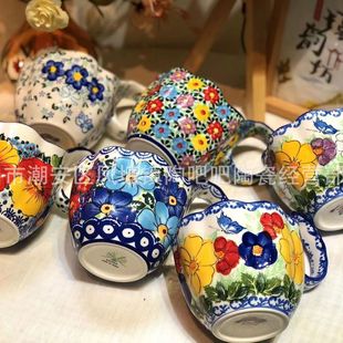 波兰陶瓷马克杯家用大容量燕麦咖啡，杯子情侣创意，早餐杯茶杯水杯女