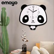 家用亚克力可爱摇摆熊猫挂钟 创意卡通儿童时钟石英静音装饰钟表