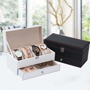 高档碳纤维双层手表盒首饰收纳盒，欧式公主多格韩国饰品收拾整理盒