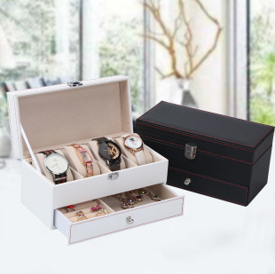 高档碳纤维双层手表盒首饰，收纳盒欧式公主，多格韩国饰品收拾整理盒