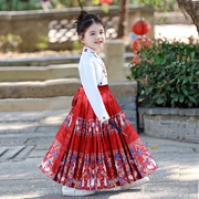 女童中国风日常马面裙，套装中小儿童汉服古风，连衣裙唐装春秋季