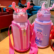 儿童智能保温杯带吸管女学生，测温显温不锈钢水杯，幼儿园男宝宝杯子