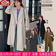 2024春秋250斤加大码女装长款风衣200斤胖MM通勤风OL西服外套