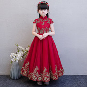 儿童婚纱晚礼服拖尾洋气公主中式花童走秀演出小女孩日常长款裙子