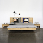 进口橡木实木床架 北欧风现代柚木家具简约主卧室双人床1.8米
