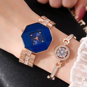 玻璃玫瑰合金钢带个性士手表女时尚圆形石英白色手链国产腕表