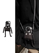卡通黑煤球方块机器人背夹适用于华为nova10pro/8/6/nova9/7se手机壳p60/p50mate40/mate60pro荣耀90斜挎