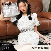 dzzit地素奥莱春秋方领泡泡袖印花连衣裙女3E2O4516C