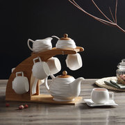 欧式咖啡杯套装 高档结婚咖啡具陶瓷 纯白极简约下午茶具茶杯