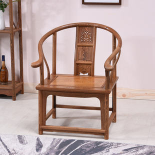 鸡翅木圈椅红木太师椅中式实木茶椅仿古围椅皇宫，椅茶桌椅子主人椅