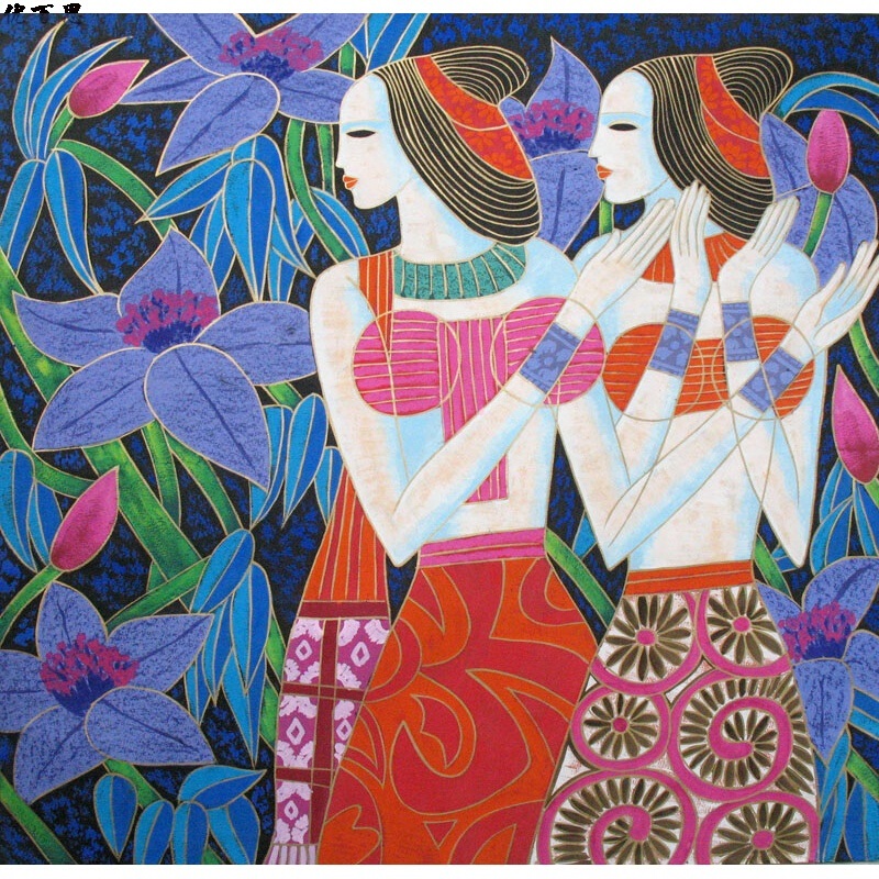 云南重彩画云南风情人物画8-民族少女 四尺斗方 客厅壁饰画X22935在类目 家居饰品, 装饰画, DIY/数字油画中 - 来自Buy2taobao.com提供专业的淘宝代购服务