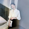 高级感白色半袖衬衫女设计感小众宽松灯笼，袖夏季工装通勤抗皱衬衣