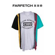 Needles男士logo印花拼贴设计T恤FARFETCH发发奇