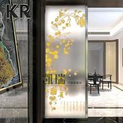 钢化彩绘装饰艺术玻璃隔断墙屏风定制做客餐厅阳台过道新中式雕花