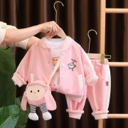 女童棒球服套装春装洋气帅宝宝时髦衣服春秋季婴儿小童装三件套潮