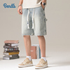 BENDL’S 不规则口袋设计做旧水洗磨白直筒五分牛仔短裤 男女同款