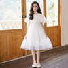 女童夏季短袖白色公主裙儿童，韩版裙子中大童，蓬蓬裙女孩网纱裙礼服