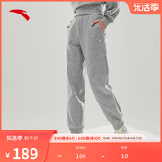 安踏卫裤女士夏季灰色针织，运动长裤束脚运动裤162317302