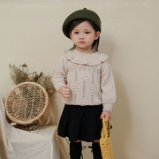 女童毛衣冬季宝宝娃娃领毛线衣小童韩版上衣冬装儿童套头衫冬