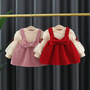 女童套装春秋季儿童衣服，0一1-2-3岁婴，儿女宝宝秋装公主裙子两件套